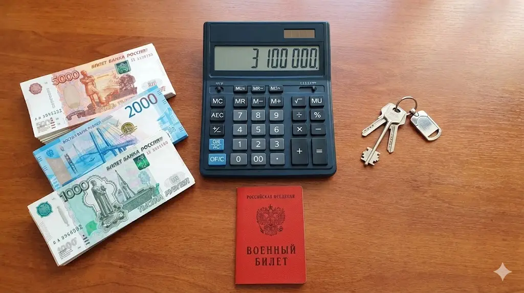 Деньги и ключи от квартиры на столе военнослужащего