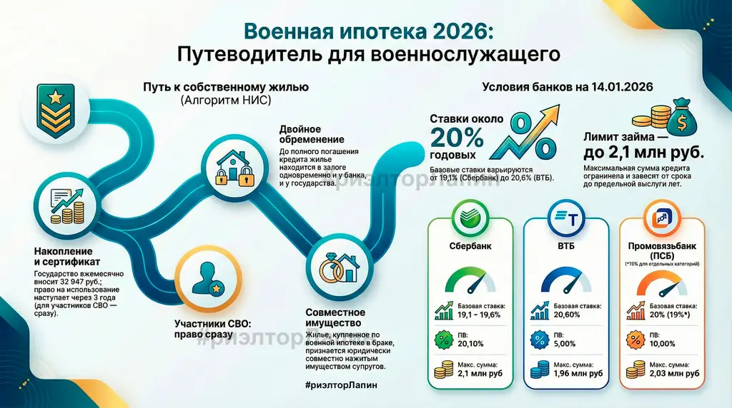 Инфографика ставки по военной ипотеке и переплата
